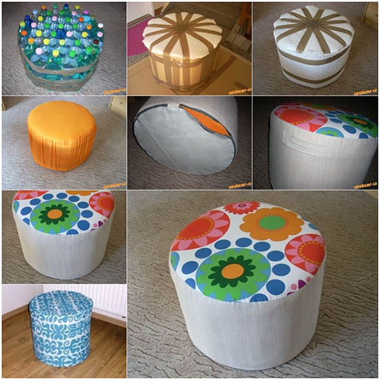 Repurposed plastic “ottomans”