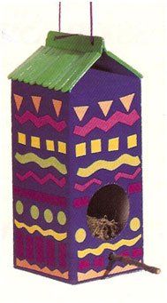 Milk Carton converted into a birdhouse