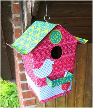 Bird box made using colorful packing tape