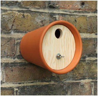 Unused terracotta pot turned into bird house